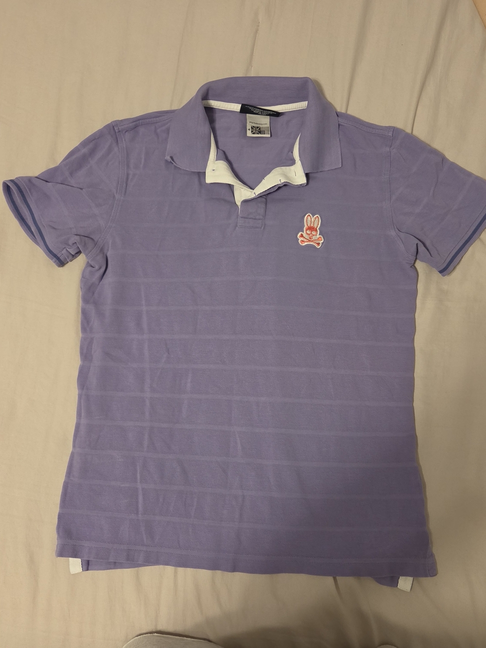 Psycho Bunny Men's Polo Shirt Size 4 Small Purple Pima Cotton KN215